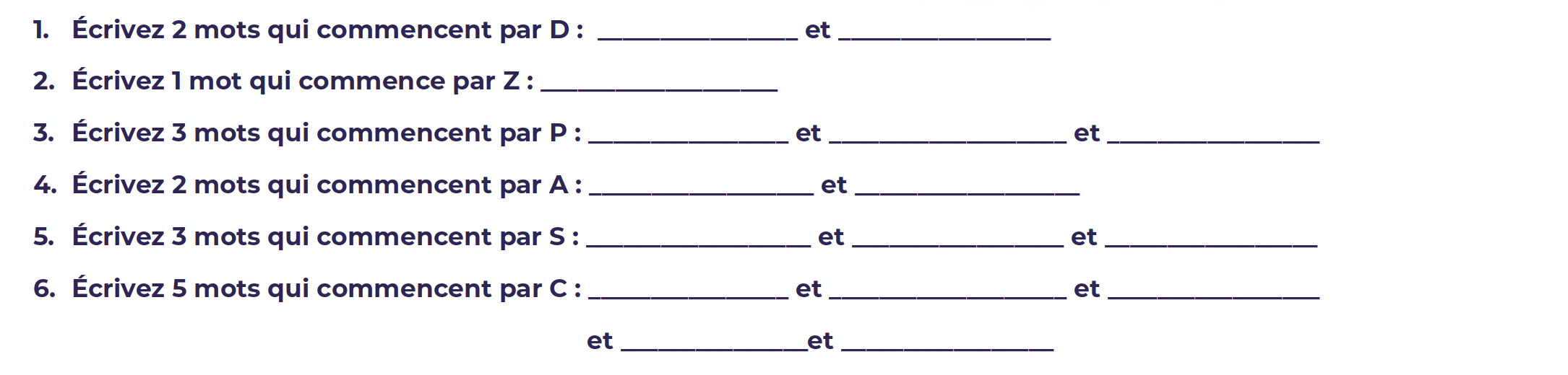 Mots à trouver