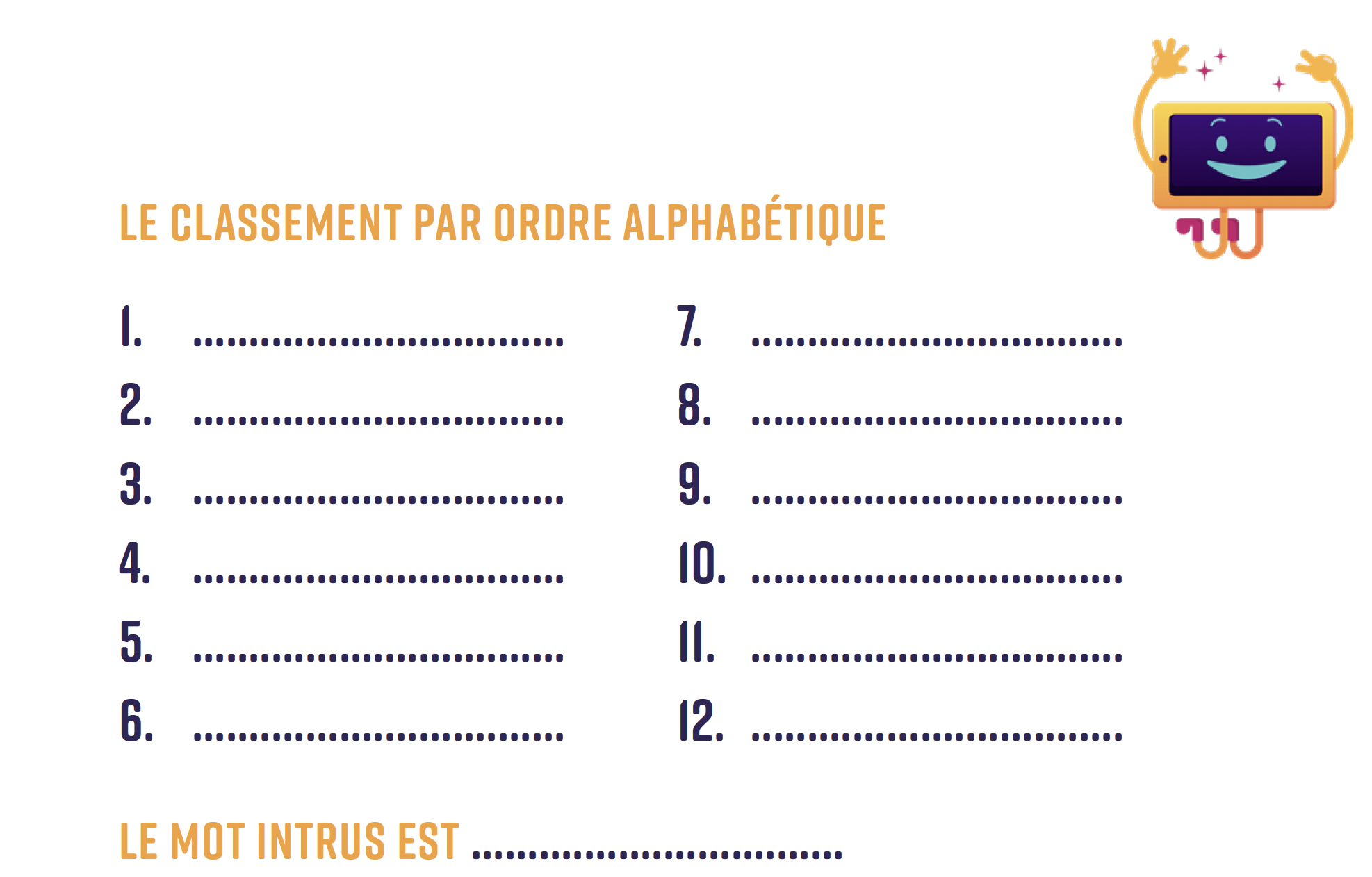 trouver l'intrus classement