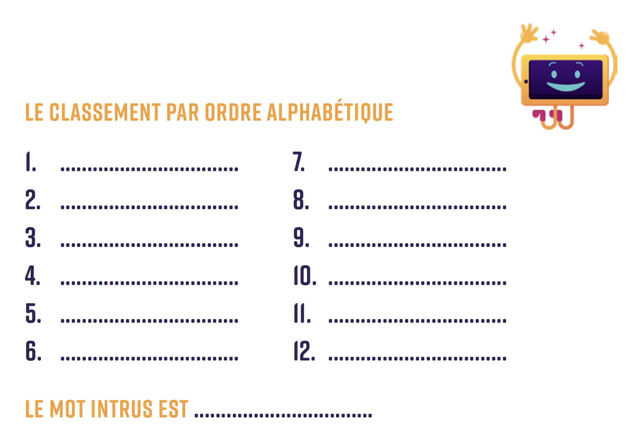 Liste des mots 